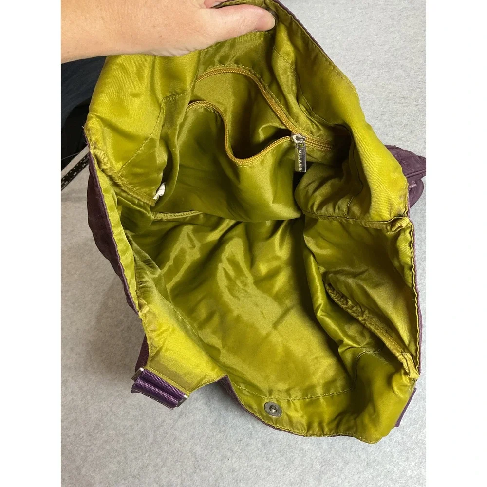 Milano Series Quilted Shoulder Bag Plum Purple Lime Green Lining Tote